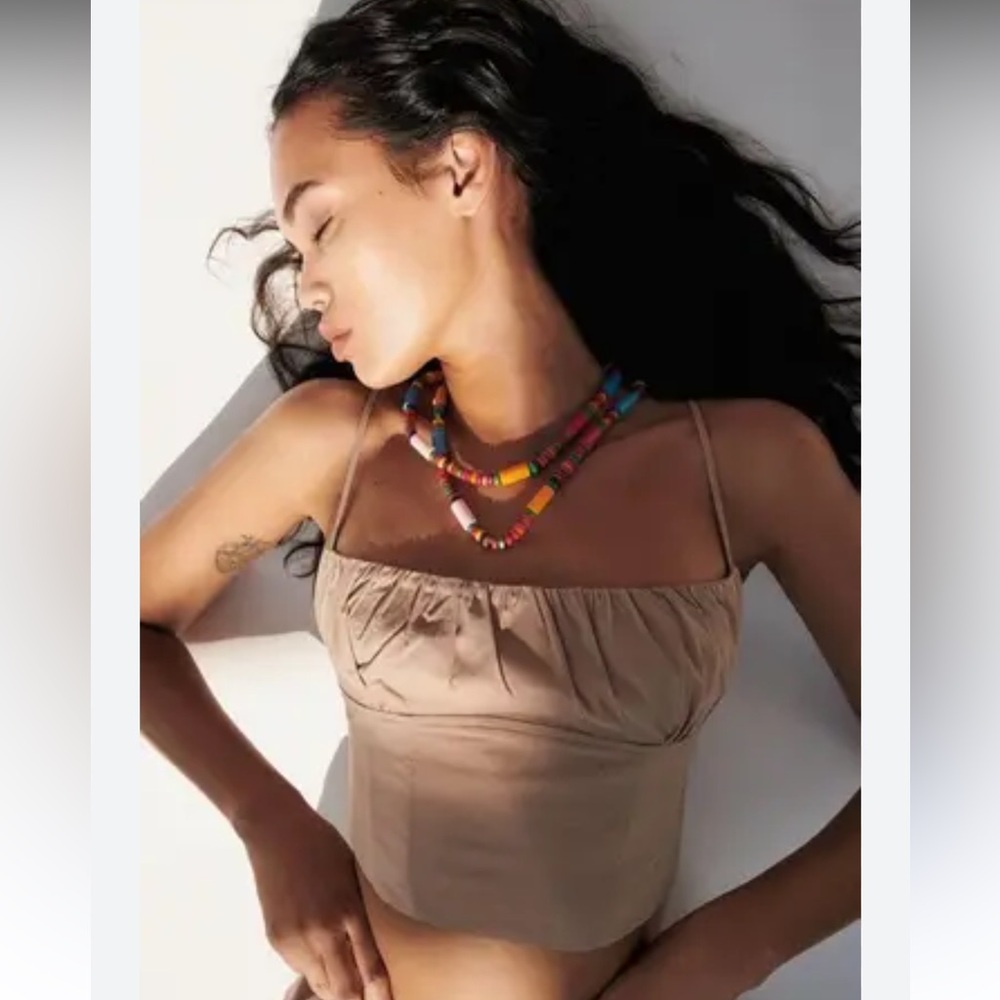 Zara Tan crop top bustier bloggers favorite